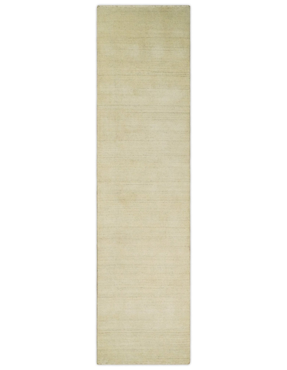 Runner Solid Beige Natural Farmhouse Wool Hand Woven Rug