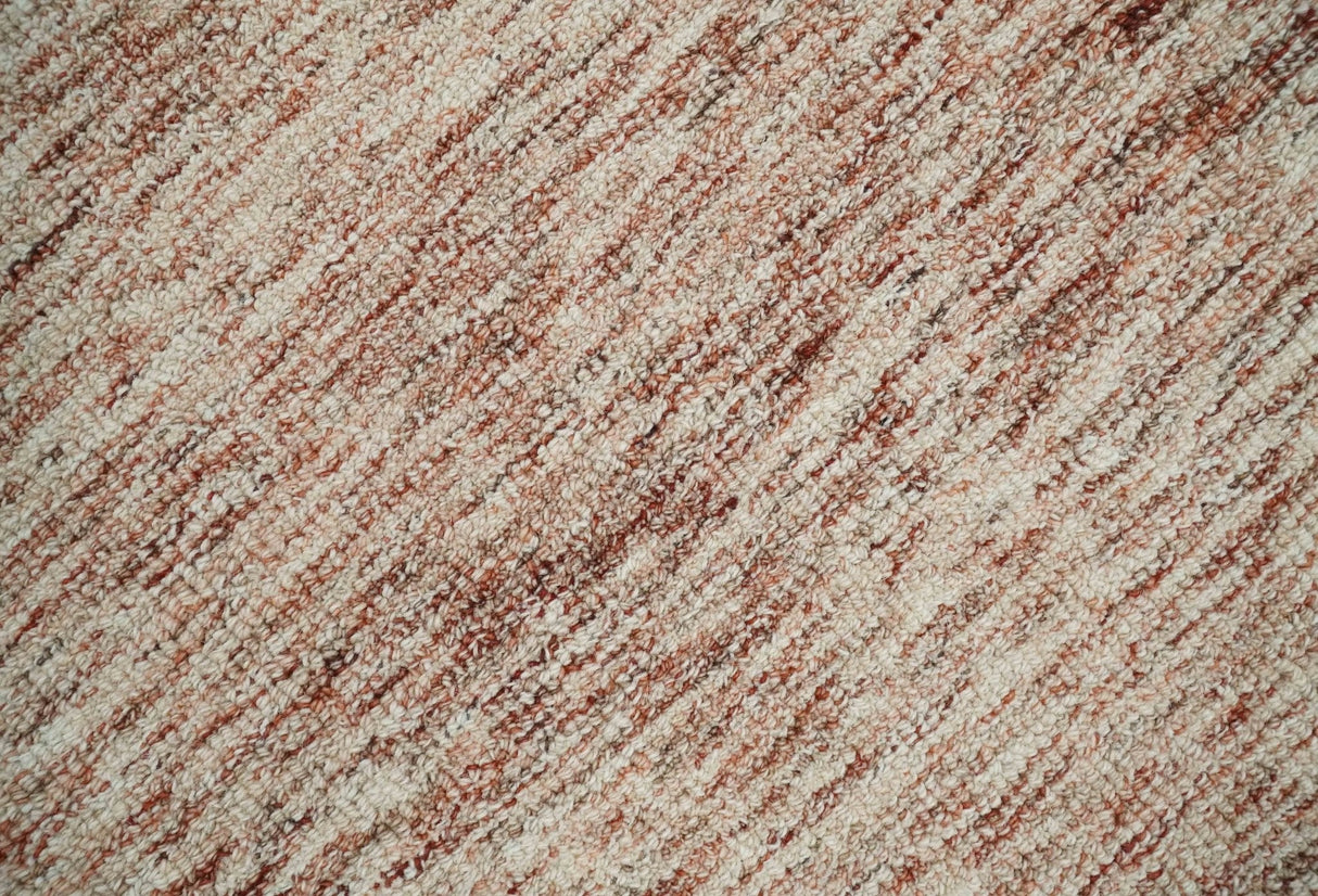 Rust and Ivory Modern Solid Design Hand Tufted Wool Area Rug