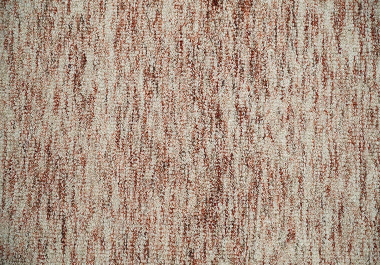 Rust and Ivory Modern Solid Design Hand Tufted Wool Area Rug
