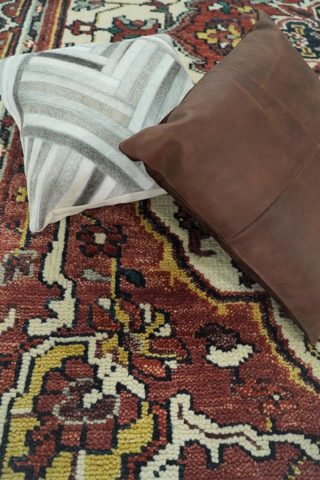 Rust And Ivory Traditional Medallion Hand Knotted Wool Area Rug