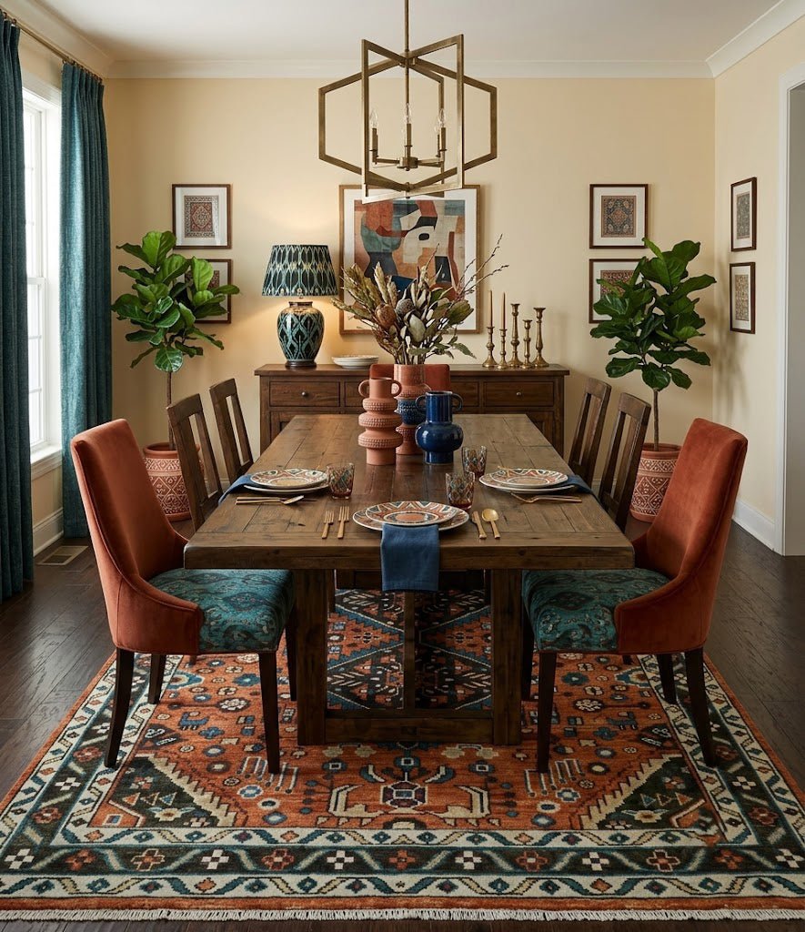 Rust, Ivory and Brown Oriental Traditional Hand knotted Multi Size Area Rug