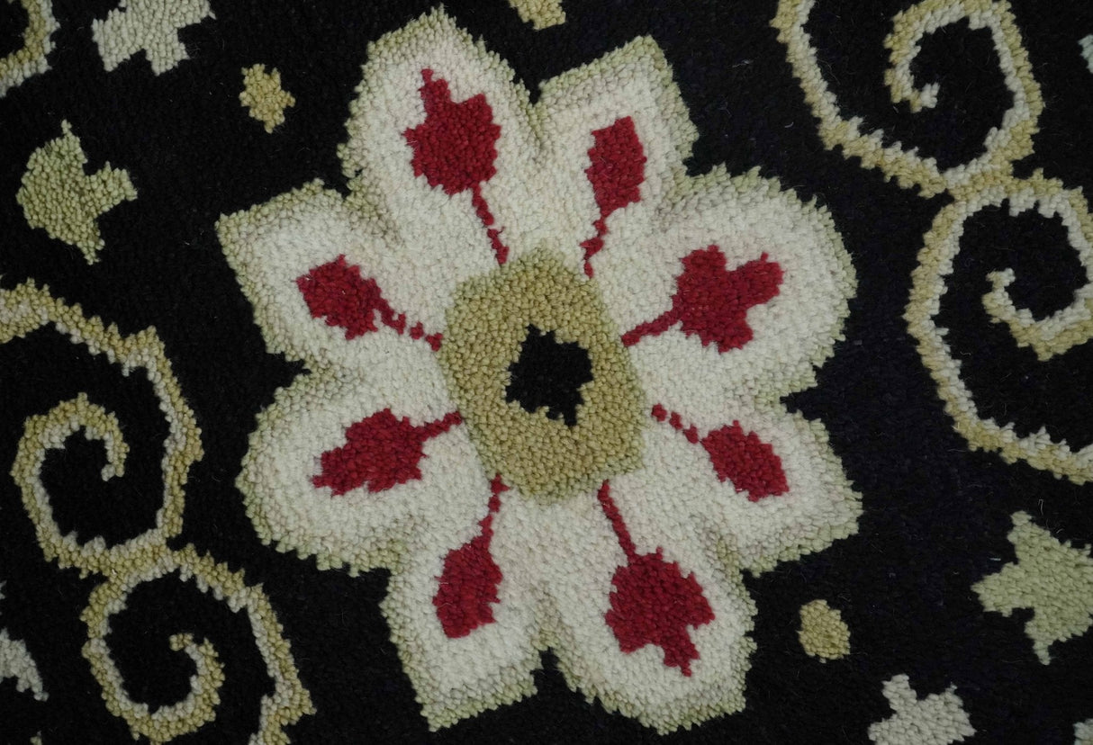 Rust, Ivory, Black and Beige Hand Knotted Traditional Heriz Multi Size wool area Rug