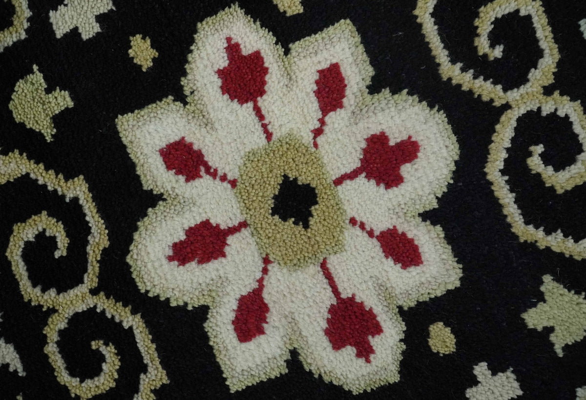 Rust, Ivory, Black and Beige Hand Knotted Traditional Heriz Multi Size wool area Rug