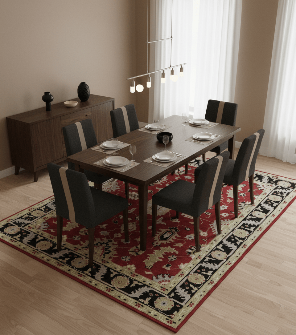 Rust, Olive and Black 8x10 Hand Knotted Traditional Oriental Wool Area Rug