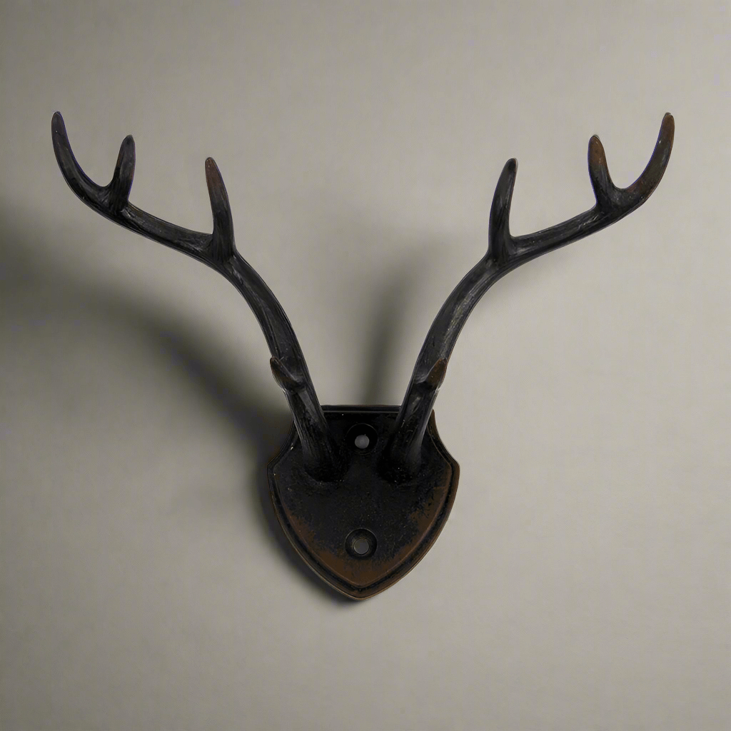 Rustic Antler Wall Hook with Shield Backplate-Wall Hook-Parc Decor