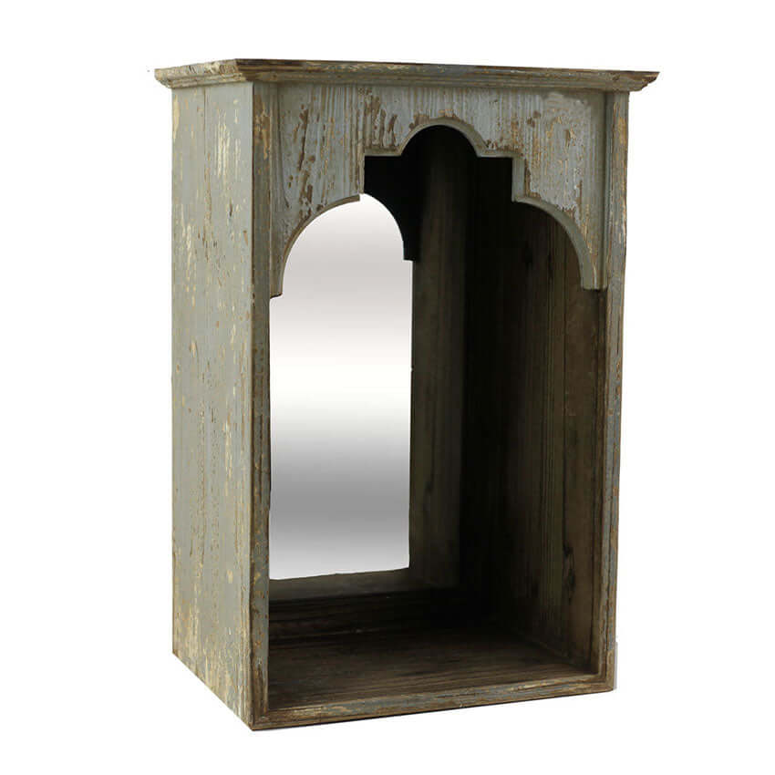 Rustic Arched Wall Niche with Mirror-Mirror-Parc Decor