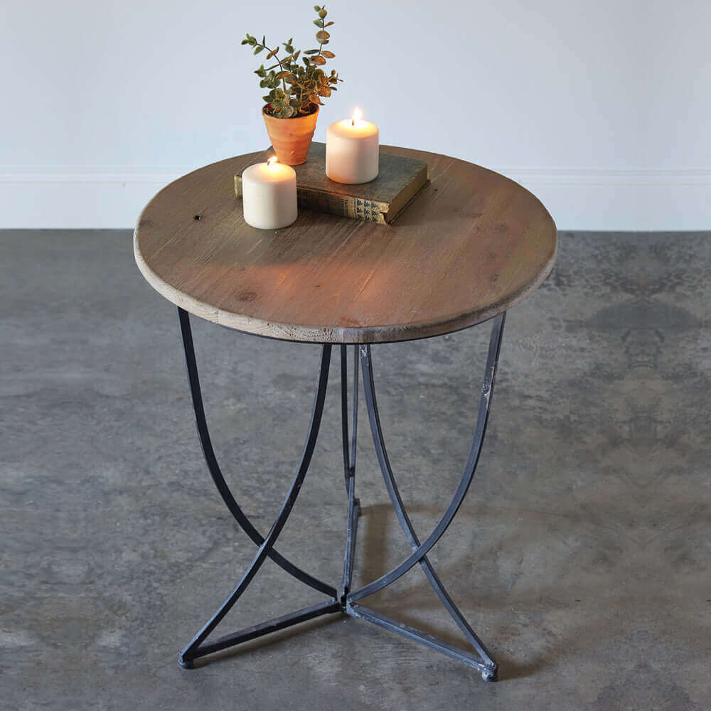 Rustic Metal and Wood Side Table-Home Decor-Parc Decor