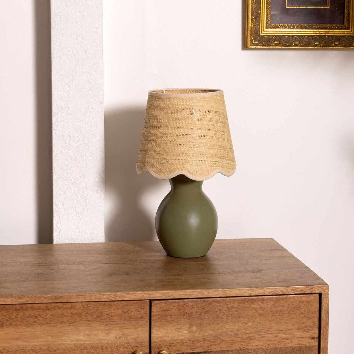 Salgareda Green Rattan Table Lamp-Lighting-Parc Decor