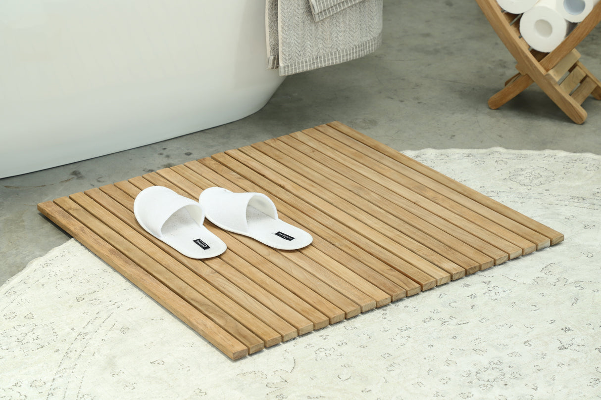Sapporo Teak Shower and Bath String Mat with Rubber Footing-Bath Mat-Parc Decor