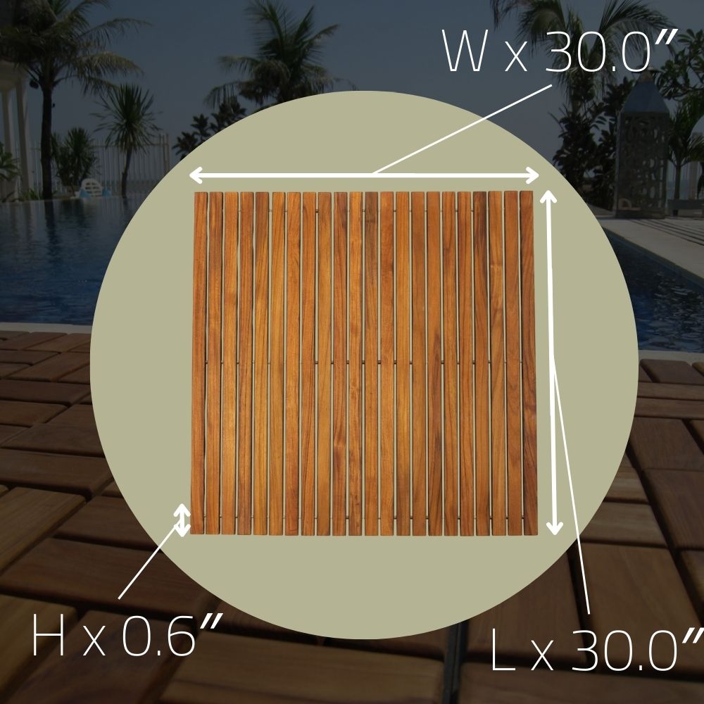 Sapporo Teak Shower and Bath String Mat with Rubber Footing-Bath Mat-Parc Decor
