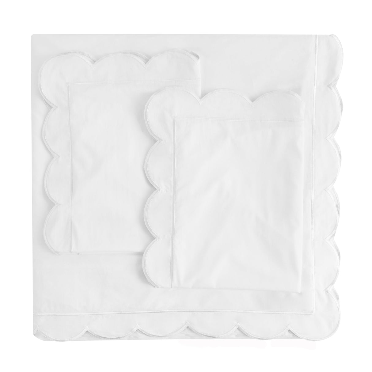 Scallop Frame Embroidered Cotton Percale Duvet Set-Duvet-Parc Decor