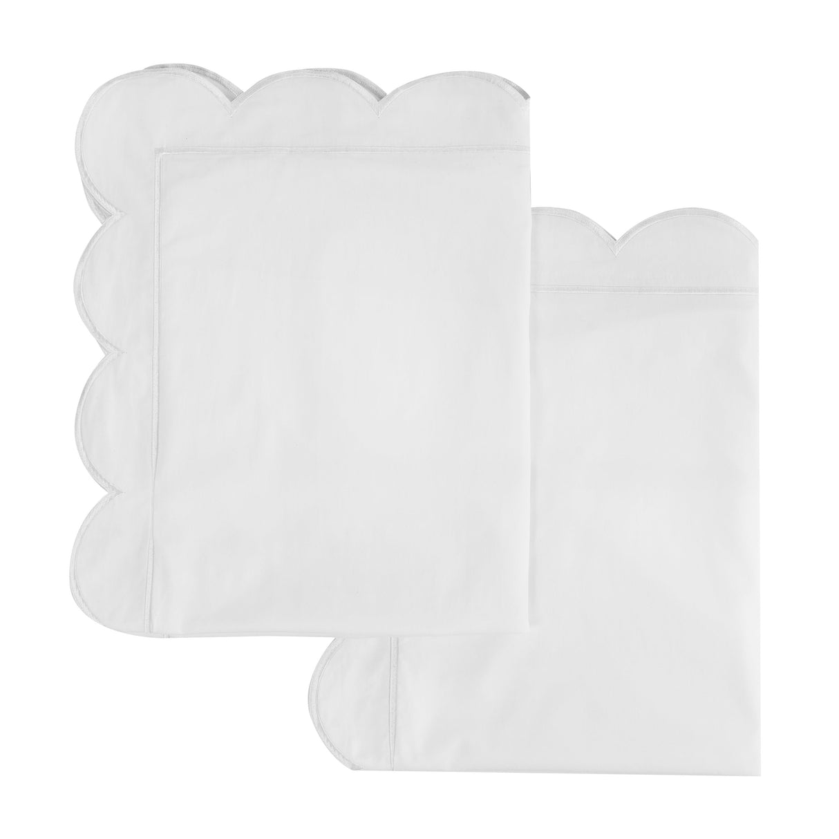 Scallop Frame Embroidered Cotton Percale Euro Sham Pair-Pillowcase-Parc Decor