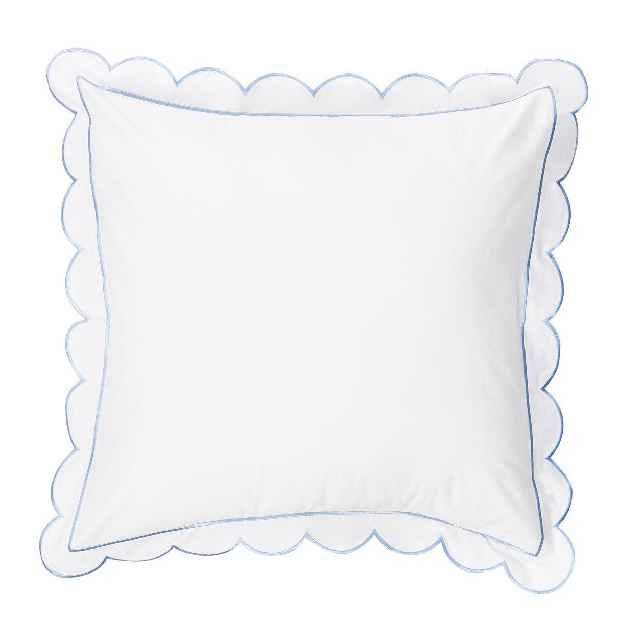 Scallop Frame Embroidered Cotton Percale Euro Sham Pair-Pillowcase-Parc Decor