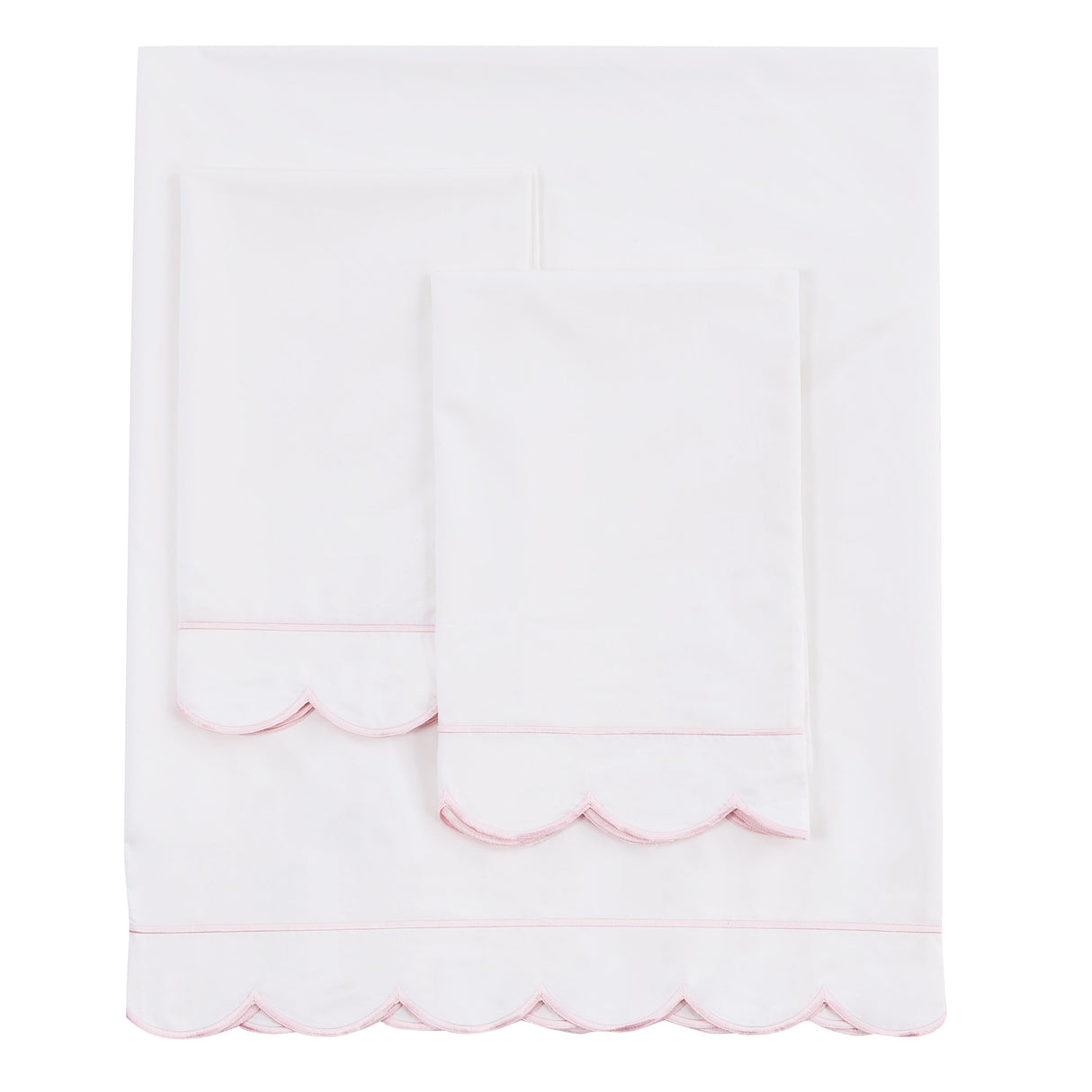 Scallop Frame Embroidered Cotton Percale Sheet Set-Sheets-Parc Decor