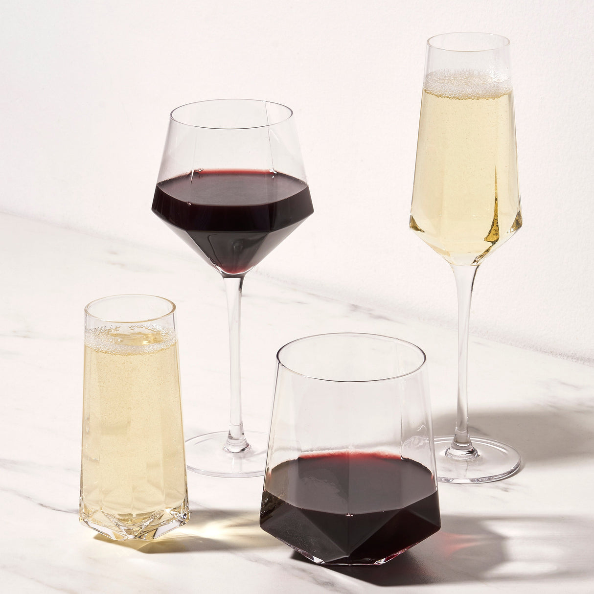 Seneca Diamond Crystal Wine Glasses Set of 2