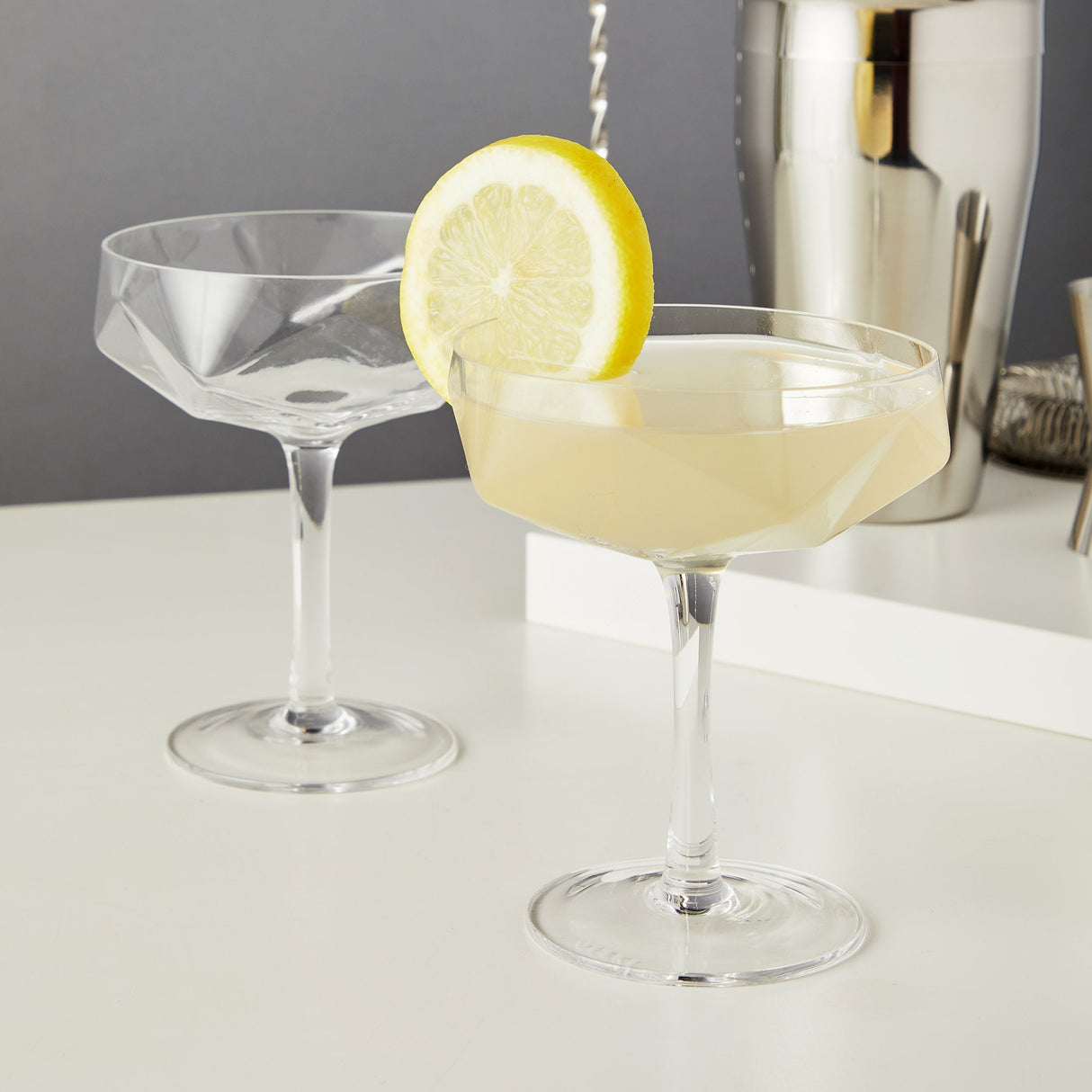 Seneca Faceted Coupe Glasses Set of 2-product_type::stemmed_cocktail_glasses-Parc Decor