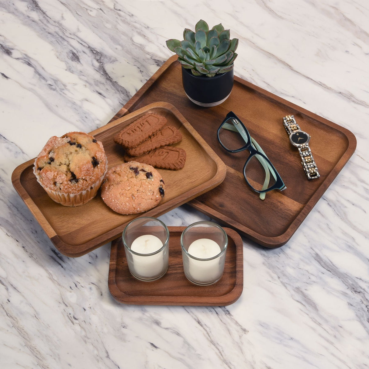 set of 3 Acacia Plates - 1 each size