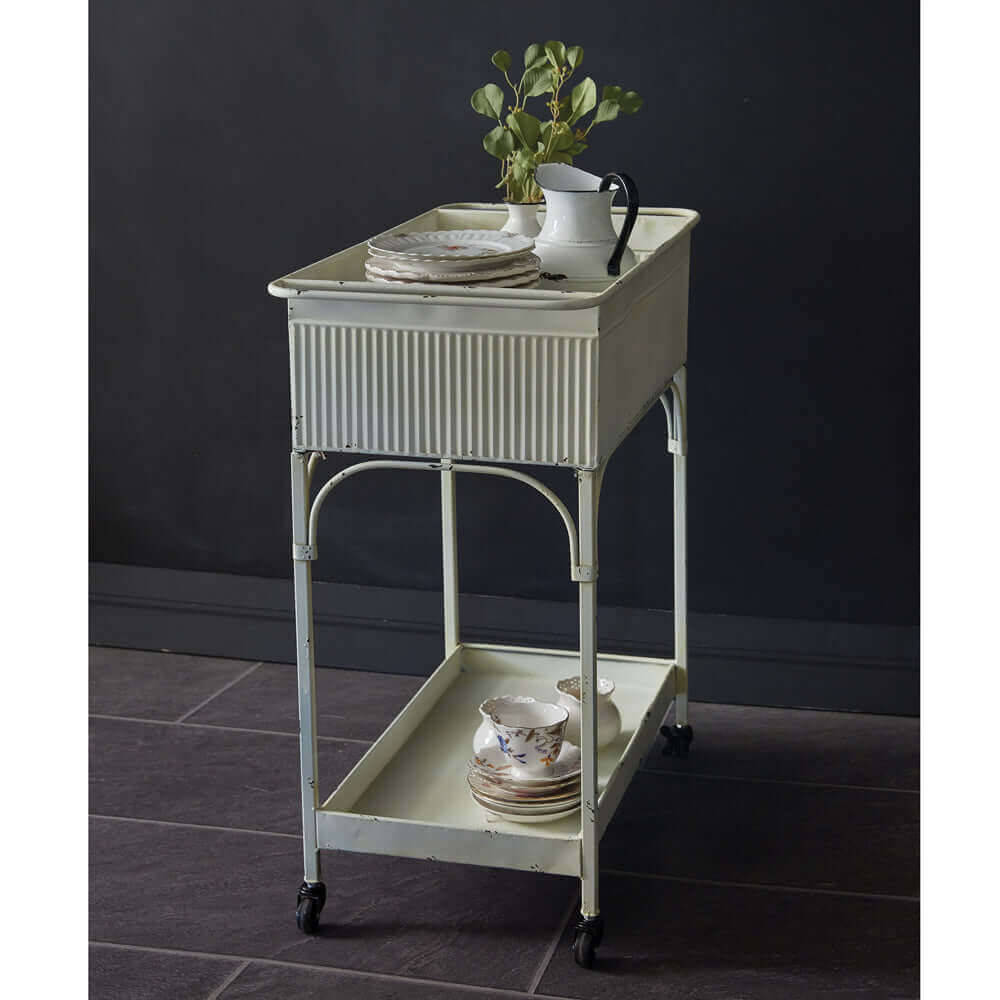 Shabby Chic Metal Rolling Cart-Home Decor-Parc Decor