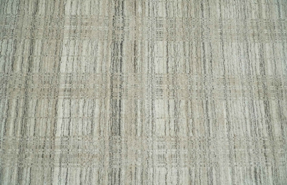 Shaded Beige 8x10 Hand Made Blended Wool Flatwoven Area Rug