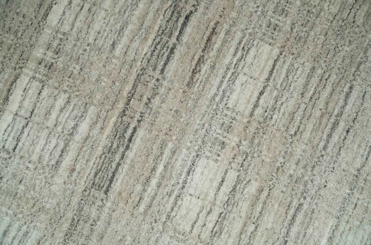 Shaded Beige 8x10 Hand Made Blended Wool Flatwoven Area Rug