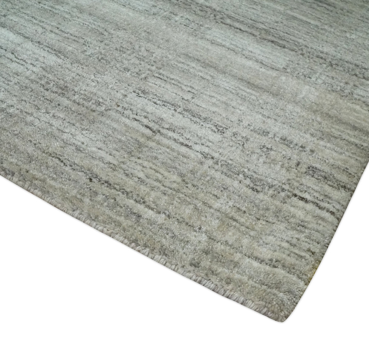 Shaded Beige 8x10 Hand Made Blended Wool Flatwoven Area Rug