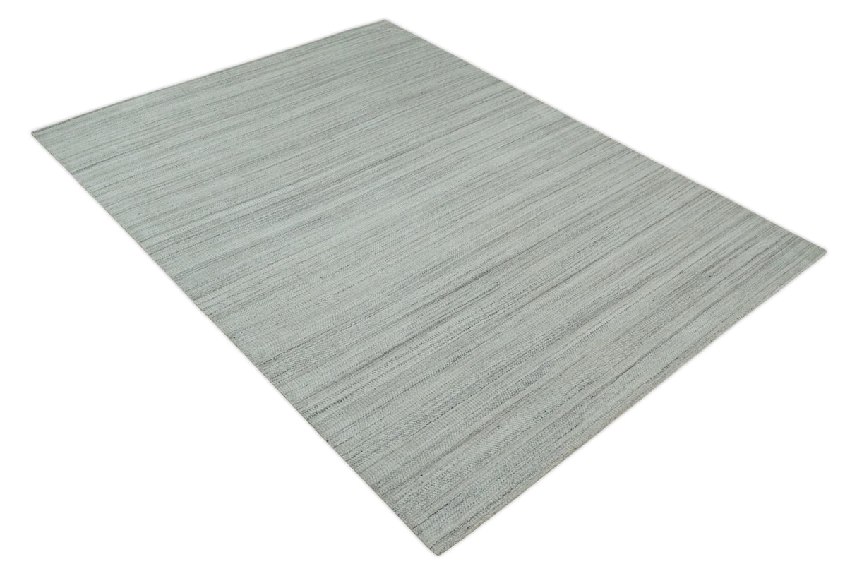 Shaded Beige and Camel 8x10 Hand Made Blended Wool Flatwoven Area Rug