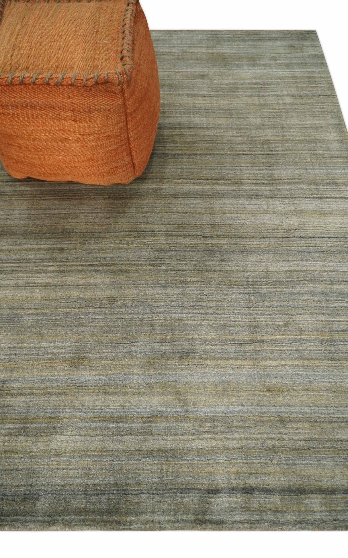 Shaded Beige Scandinavian 5x7 Blended Bamboo Silk Flatwoven Area Rug, Dinning, Kids Rug | HL45-Area Rug-Parc Decor