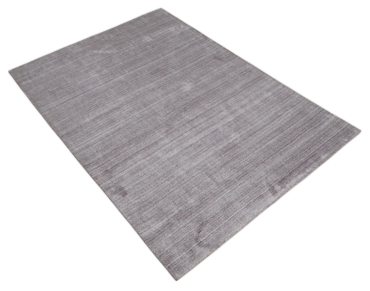 Shaded Solid Lavender purple 5x7 Blended bamboo Silk Hand Woven Area Rug