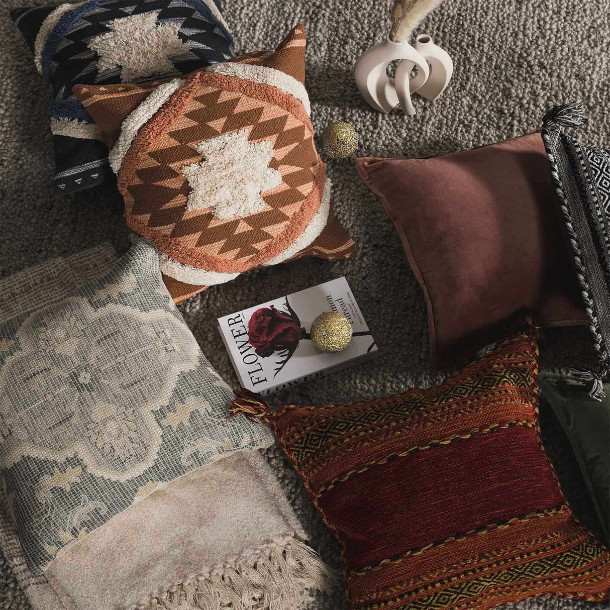 Shepardsville Navy Kilim Pattern Throw Pillow-Throw Pillows-Parc Decor