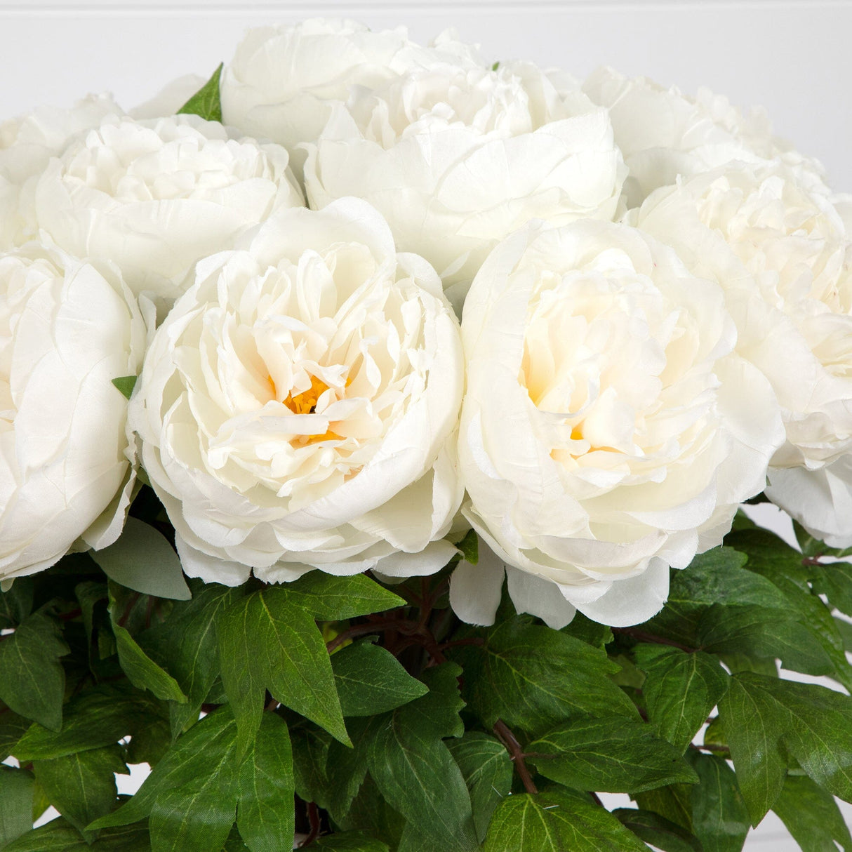 Signature Collection 20” Peony Artificial Arrangement in White Glass Vase-Arrangement-Parc Decor