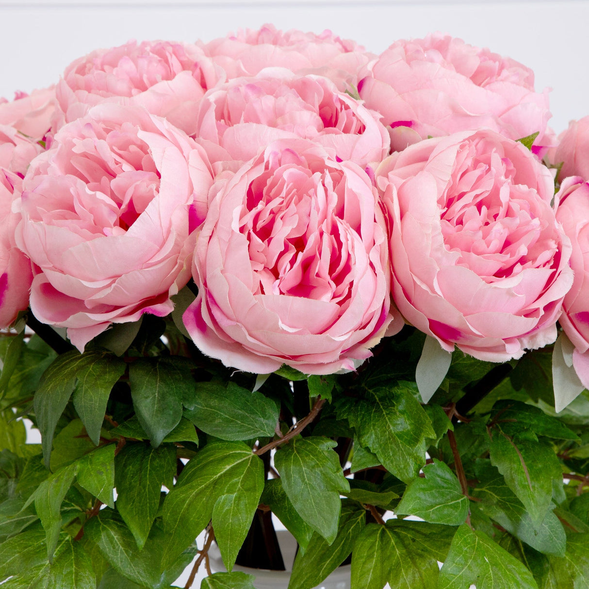 Signature Collection 20” Peony Artificial Arrangement in White Glass Vase-Arrangement-Parc Decor