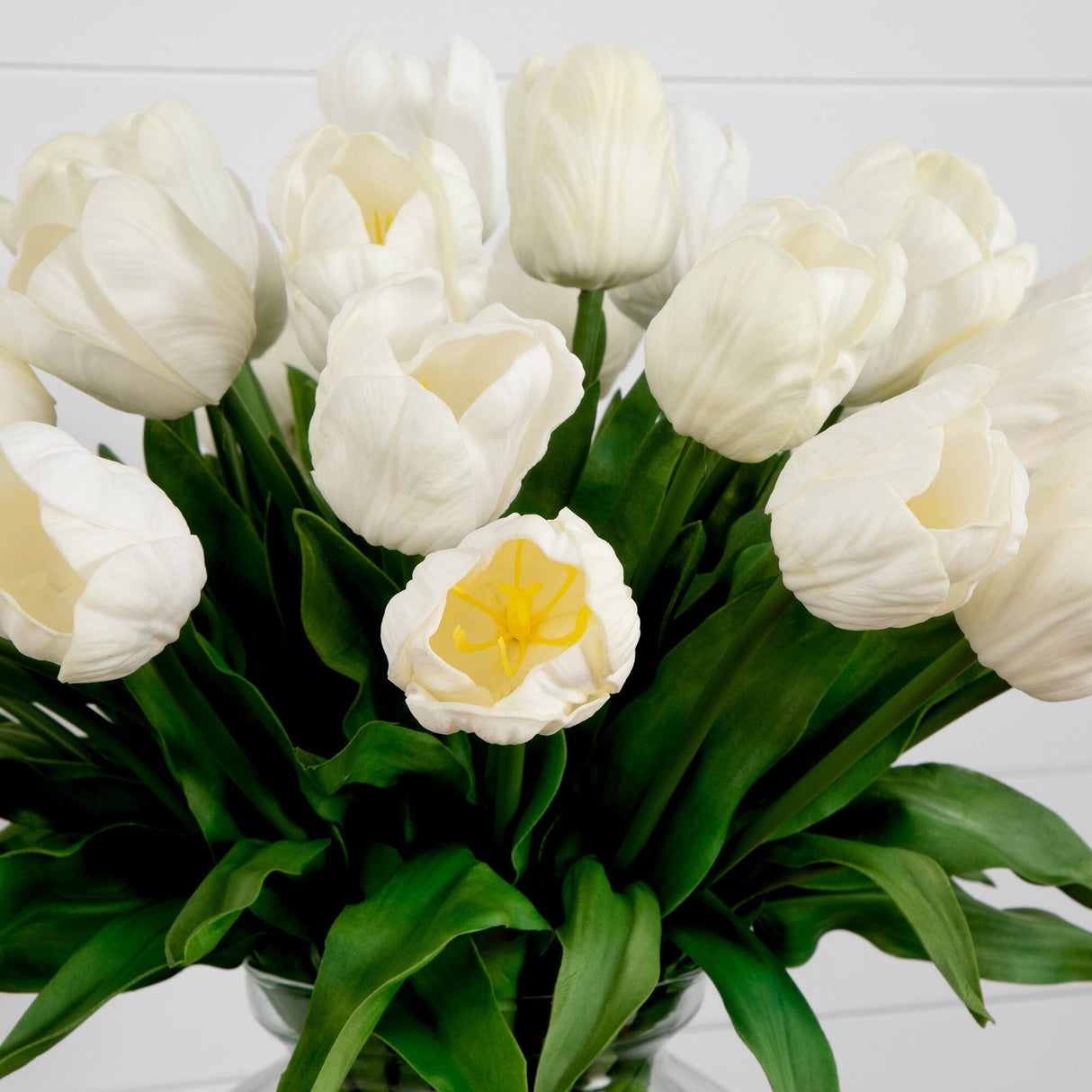 Signature Collection 24” Tulip Artificial Arrangement in Glass Vase-Arrangement-Parc Decor
