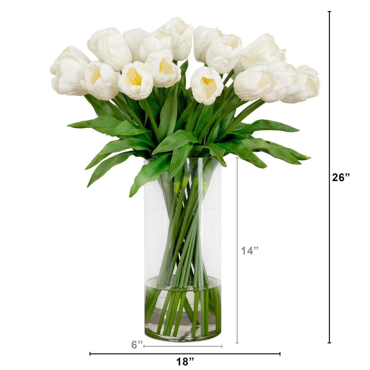 Signature Collection 26” Giant Tulip Artificial Arrangement in Glass Vase-Arrangement-Parc Decor