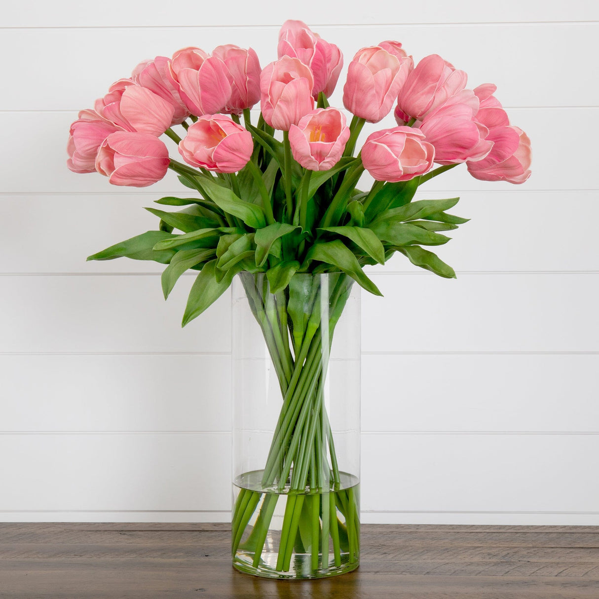 Signature Collection 26” Giant Tulip Artificial Arrangement in Glass Vase-Arrangement-Parc Decor