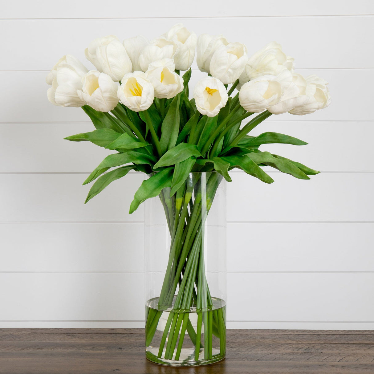 Signature Collection 26” Giant Tulip Artificial Arrangement in Glass Vase-Arrangement-Parc Decor