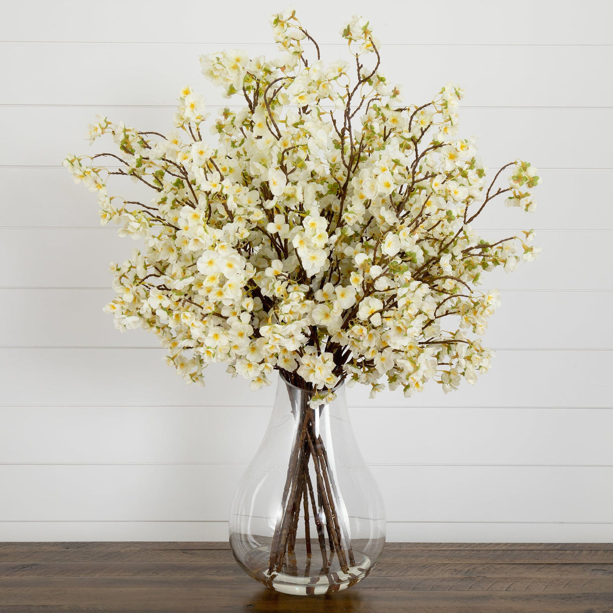 Signature Collection 27” Giant Cherry Blossom Artificial Arrangement in Glass Vase-Arrangement-Parc Decor