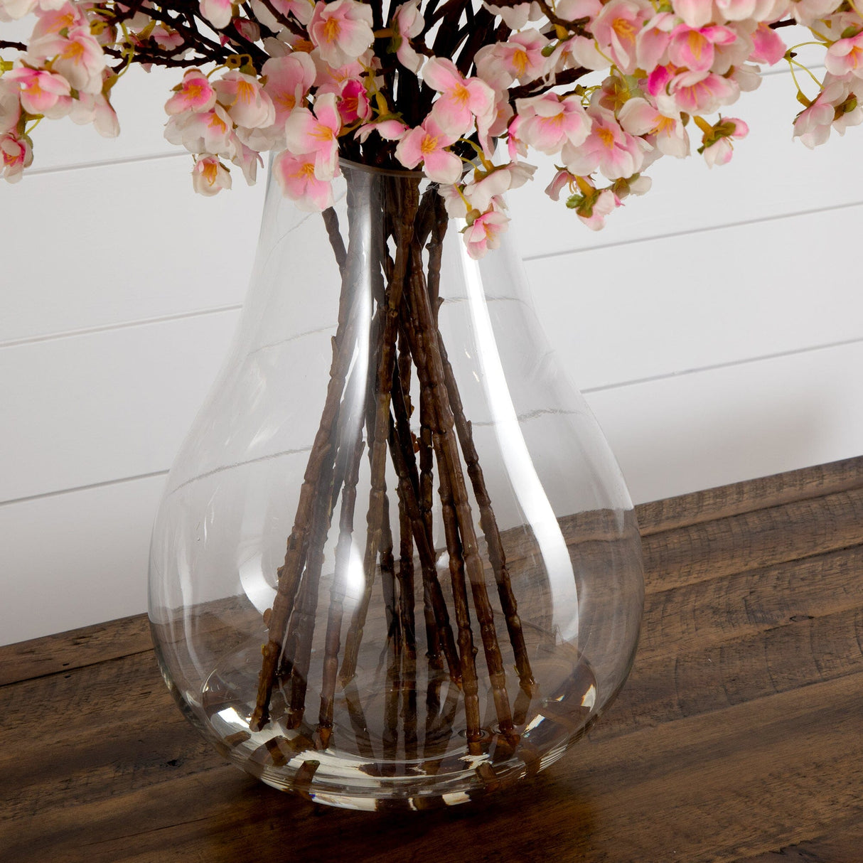 Signature Collection 27” Giant Cherry Blossom Artificial Arrangement in Glass Vase-Arrangement-Parc Decor