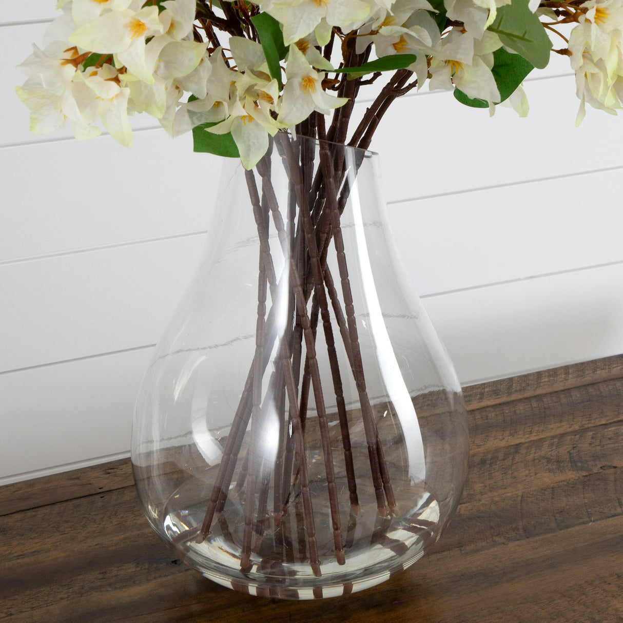 Signature Collection 41” Giant Bougainvillea Artificial Arrangement in Glass Vase-Arrangement-Parc Decor