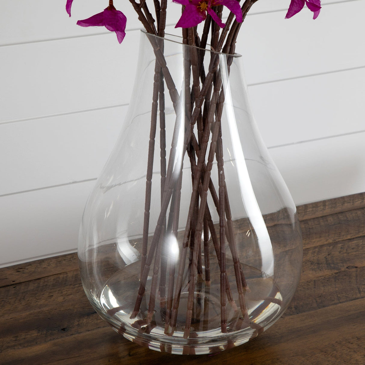 Signature Collection 41” Giant Bougainvillea Artificial Arrangement in Glass Vase-Arrangement-Parc Decor