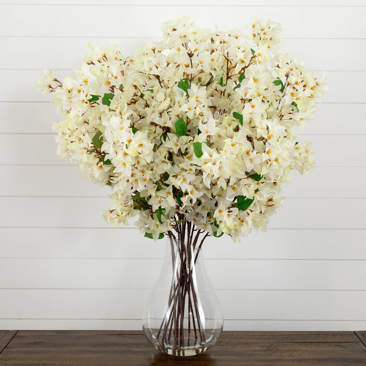 Signature Collection 41” Giant Bougainvillea Artificial Arrangement in Glass Vase-Arrangement-Parc Decor
