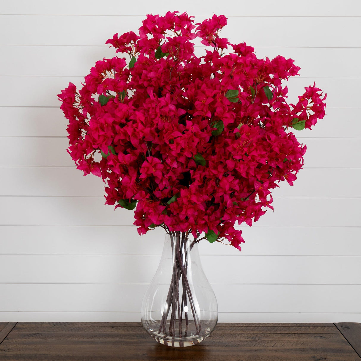 Signature Collection 41” Giant Bougainvillea Artificial Arrangement in Glass Vase-Arrangement-Parc Decor