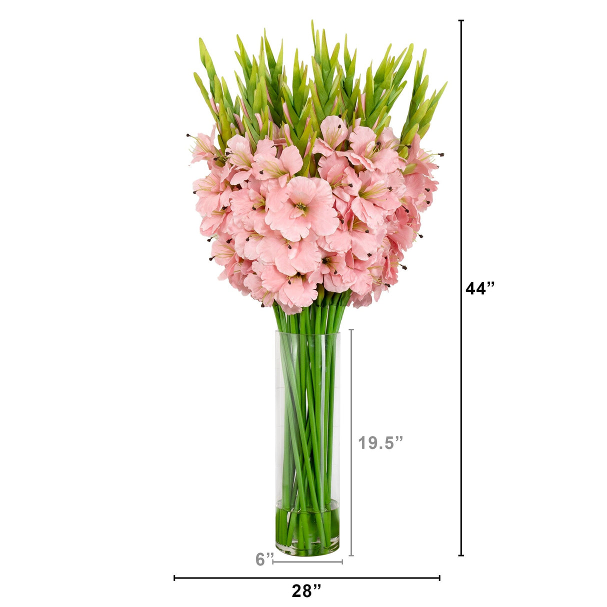 Signature Collection 44” Gladiola Artificial Arrangement in Glass Vase-Arrangement-Parc Decor
