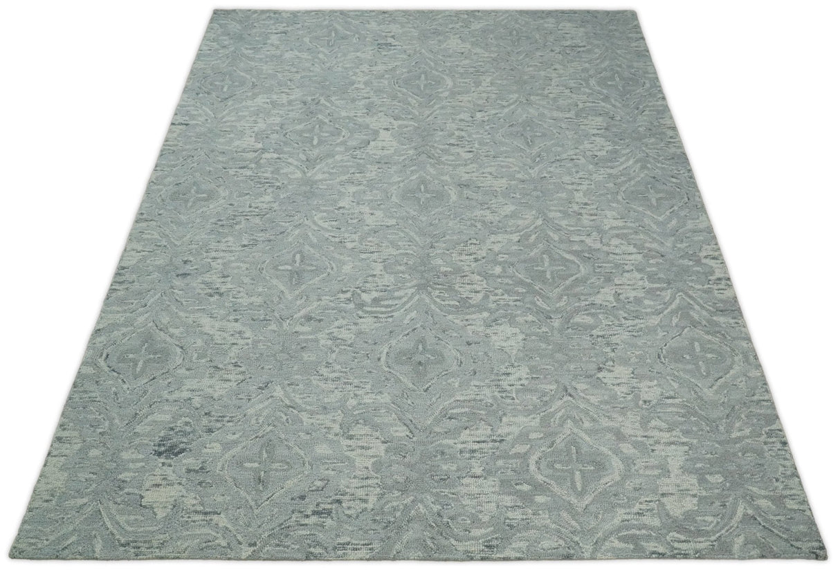 Silver And Beige Modern Style Hand Tufted Wool Area Rug