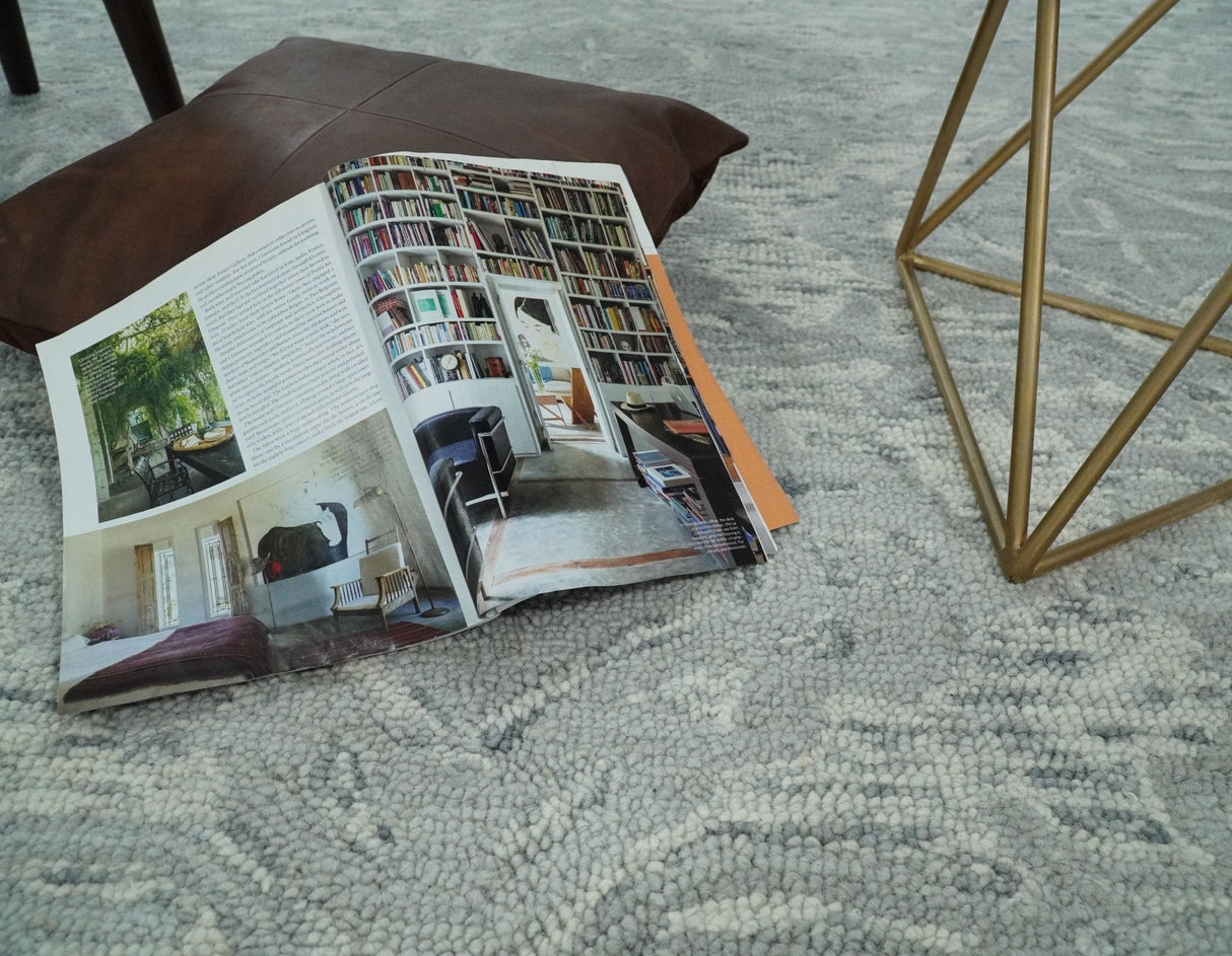 Silver And Beige Modern Style Hand Tufted Wool Area Rug