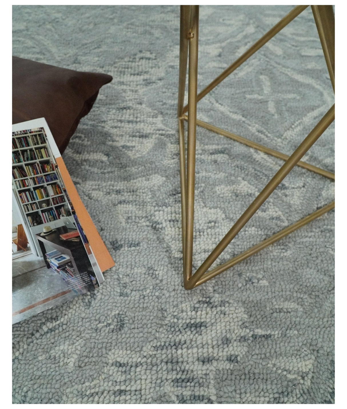Silver And Beige Modern Style Hand Tufted Wool Area Rug