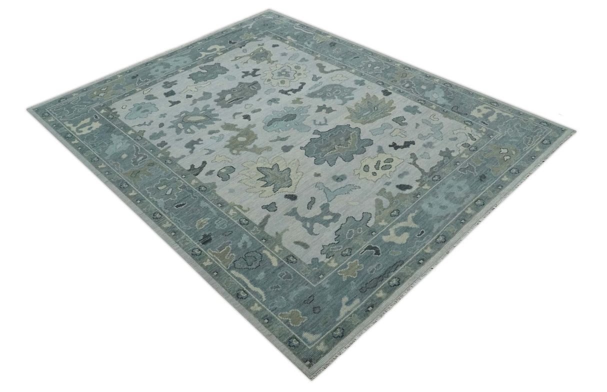Silver and Gray Hand knotted Traditional Oushak Multi Size wool Area Rug