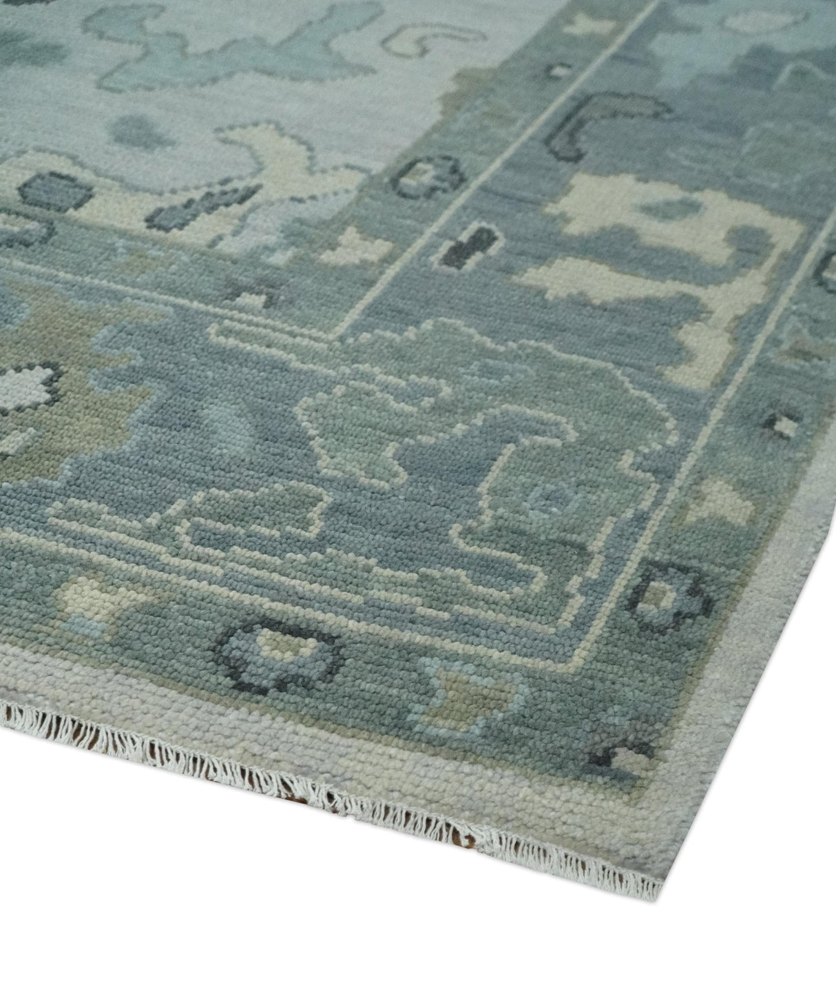 Silver and Gray Hand knotted Traditional Oushak Multi Size wool Area Rug