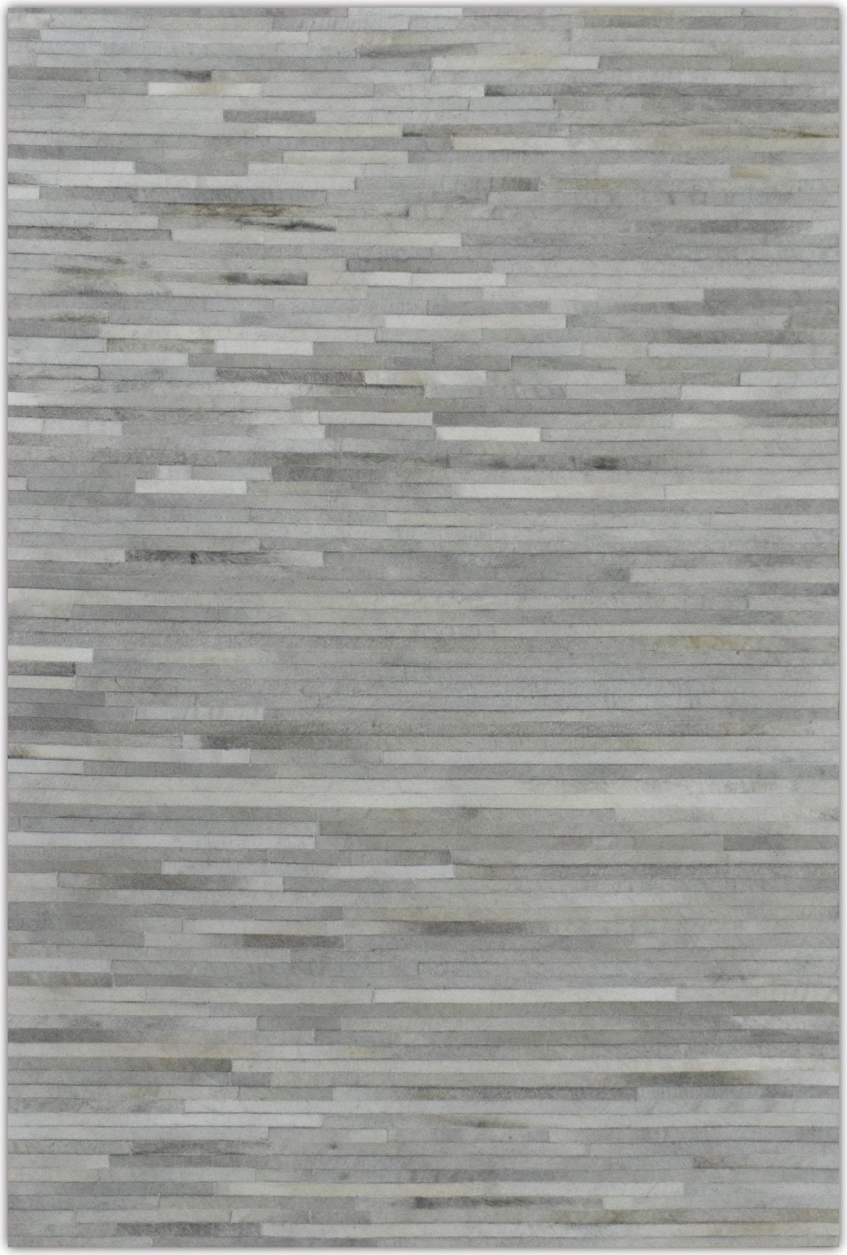 Silver And Ivory Handmade 5x8 Genuine Leather Area Rug