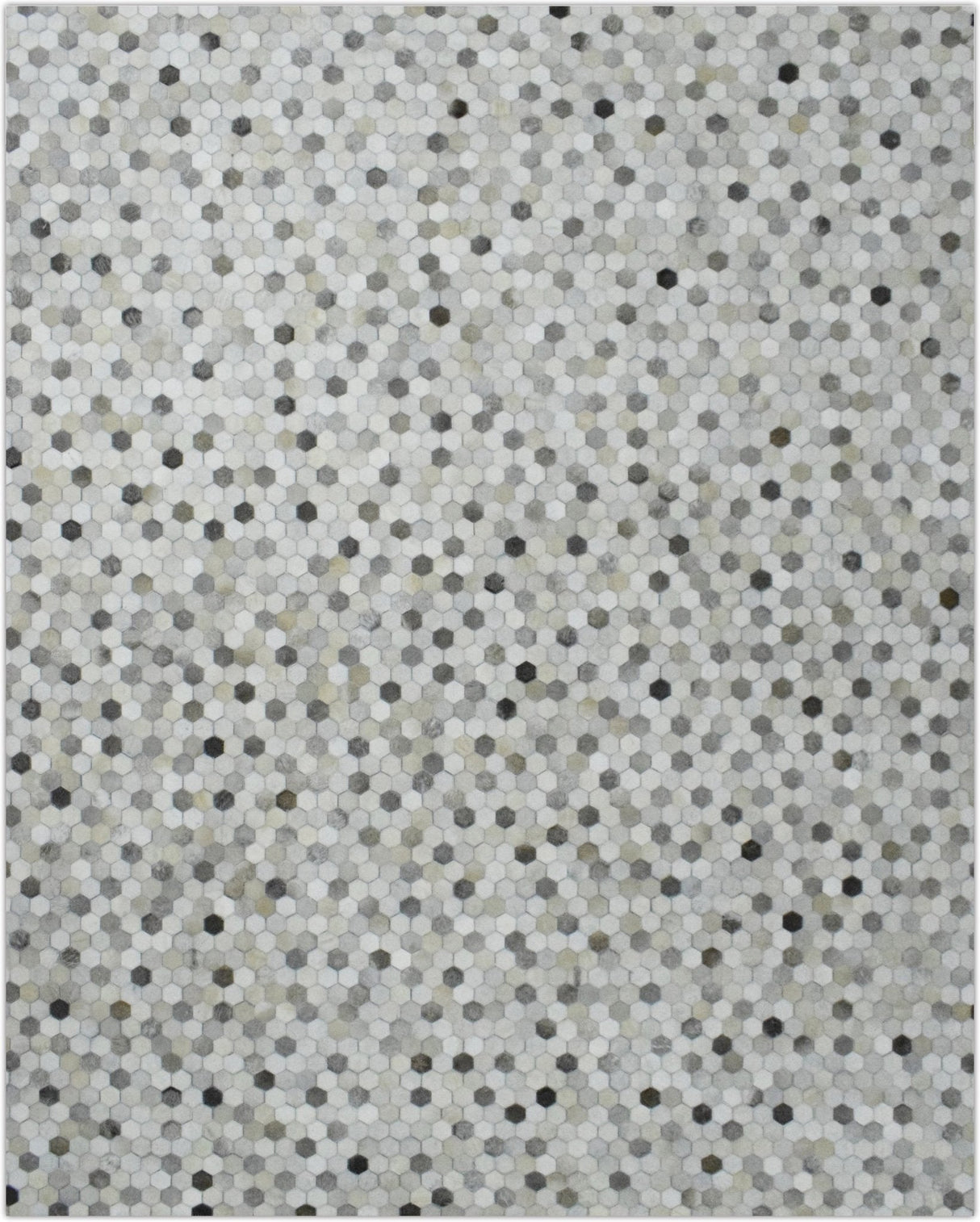 Silver And Ivory Handmade Genuine Leather Area Rug