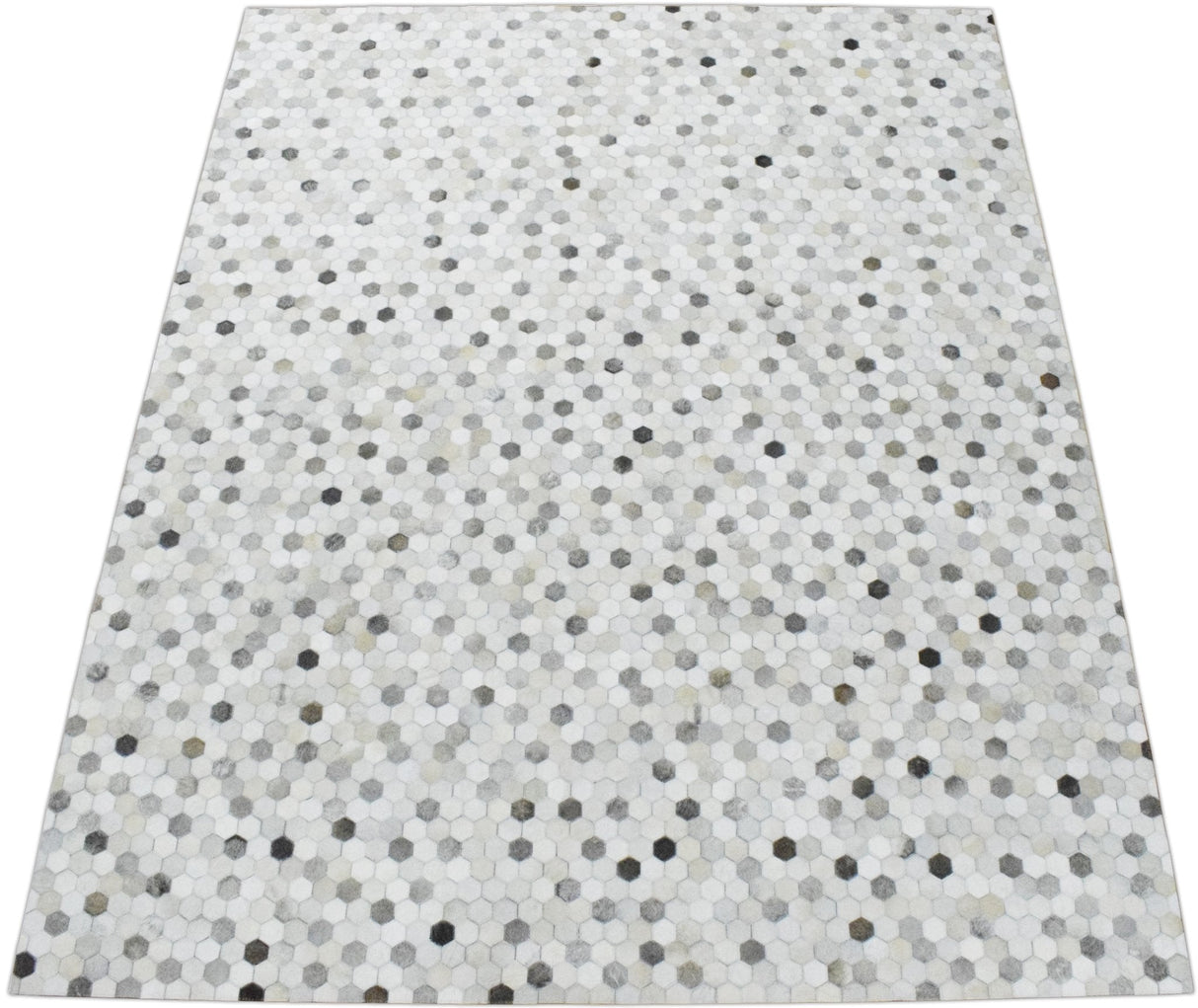 Silver And Ivory Handmade Genuine Leather Area Rug